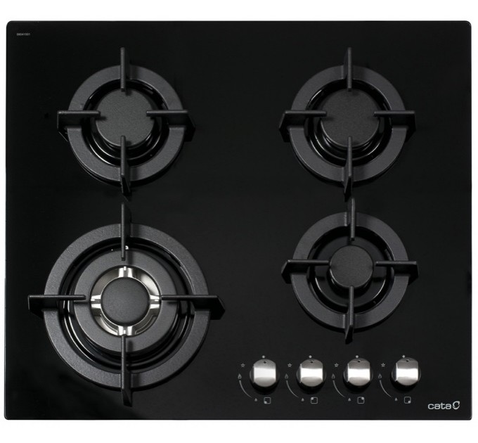 Варильна поверхня Cata газова на склі, 60см, чавун, CCI 6031 BK, чорний