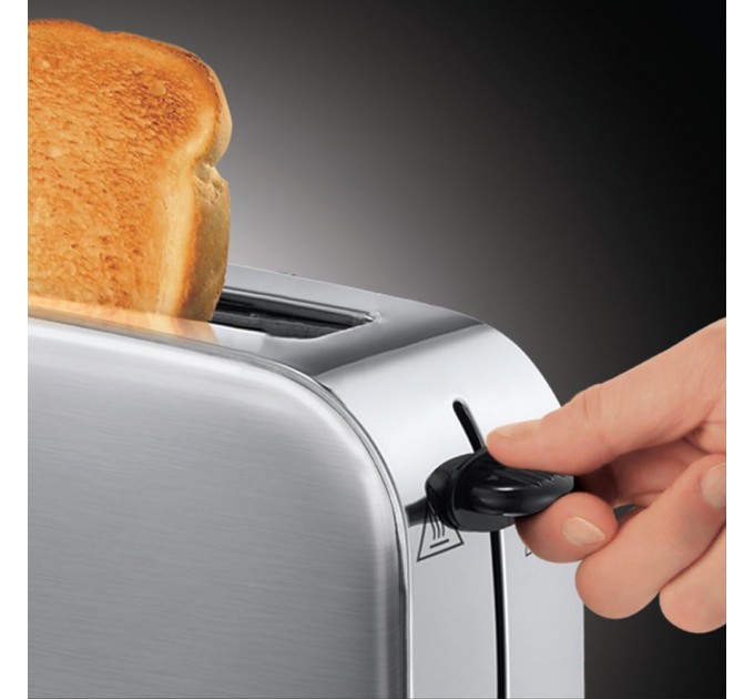 Тостер Russell Hobbs Oxford 1000Вт, довгі слоти, метал, сріблястий
