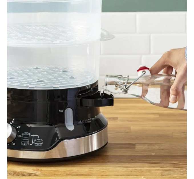 Пароварка Tefal Convenient, 800Вт, чаша-9л, резервуар для воды -1л, механическое управл., пластик, черный