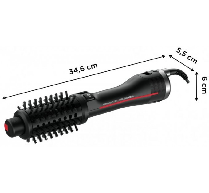 Фен-щітка Rowenta Karl Lagerfeld K/Pro Stylist, 750Вт, 2 режими, іоніз-я, хол. обдув, оберт. насадок, турмалін, чорний
