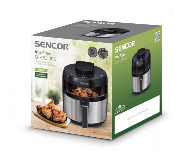 Мультипечь Sencor Vita, 1500Вт, чаша-5л, сенсорное управл., 8 программ, нерж. сталь, пластик, серо-черный