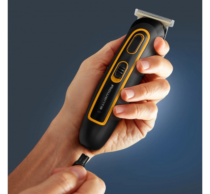 Триммер Rowenta Sport Collection для головы и тела, сеть+акум., роторный мотор, насадок-18, чехол, титан.напыл., черный