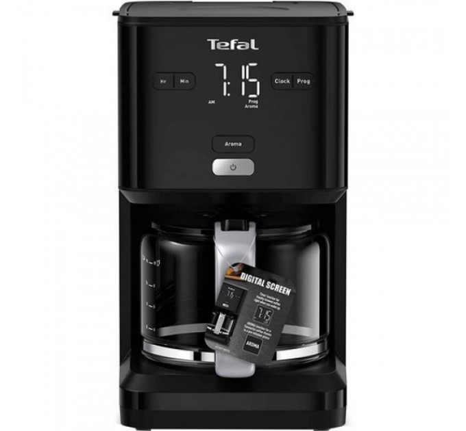 Кофеварка Tefal капельная Smart&light 1.25л, молотый, LED-дисплей, черный