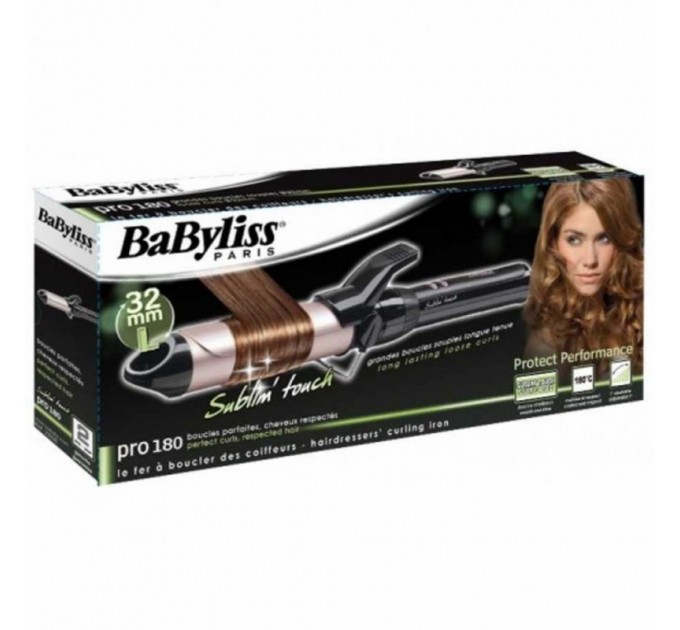 Плойка Babyliss Pro 180 large, 80Вт, темп.режимов-10, D -32mm, 110-180С, металл, черный