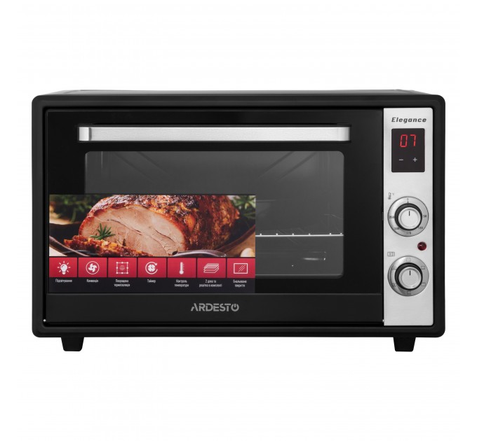 Печь электрическая ARDESTO Elegance, 60л, 2000Вт, электр., конвекция, двойное стекло, черный