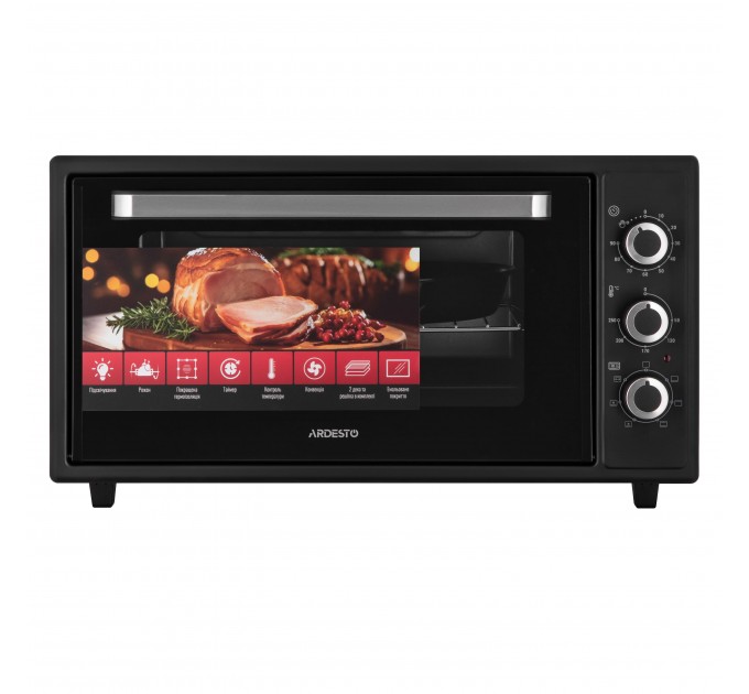 Печь электрическая ARDESTO, 48л, 1600Вт, механич., конвенция, вертел, черный
