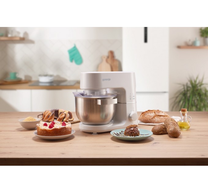 Кухонная машина Gorenje 800Вт, чаша-металл, корпус-металл, насадок-3, белый