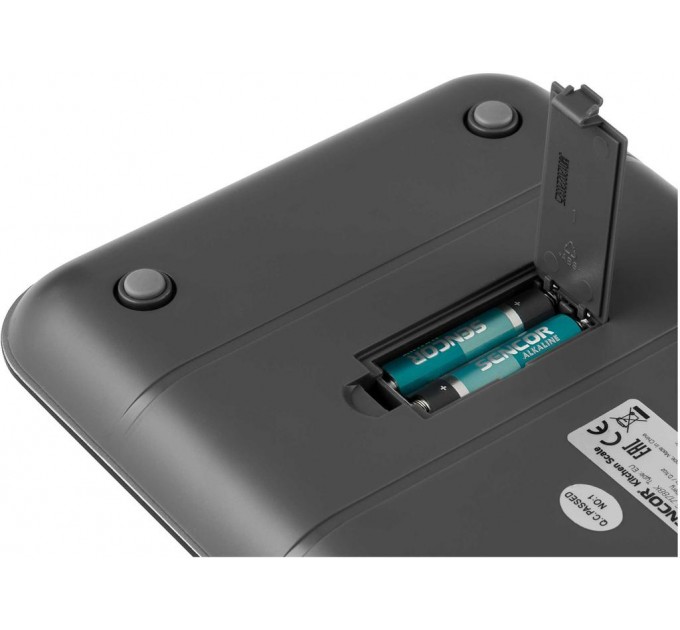 Ваги Sencor кухонні, 8кг, підключення до смартфону, AAAx2, пластик, чорний