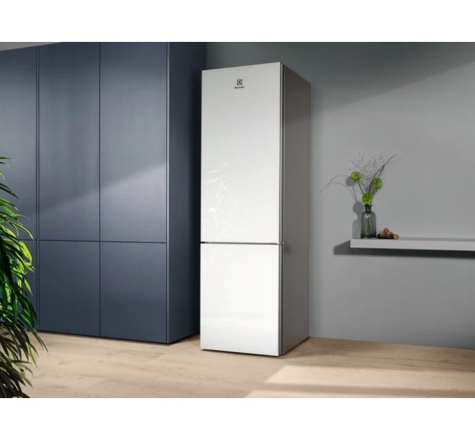 Холодильник Electrolux с нижн. мороз., 201x60х66, холод.отд.-244л, мороз.отд.-94л, 2дв., А++, NF, инв., диспл внутр., зона св-ти, белый+стекло