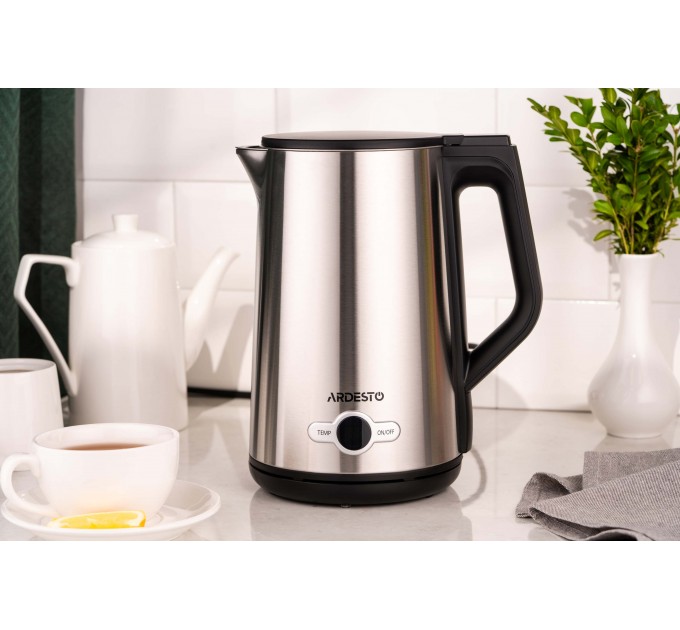 Электрочайник ARDESTO Steel Collection 1.7л, Strix, LED дисплей, двойные стенки, серебристый