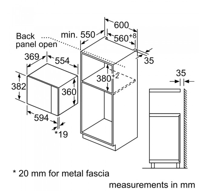 Мікрохвильова піч Siemens вбудована, 25л, електр. керув., 900Вт, гриль, дисплей, чорний