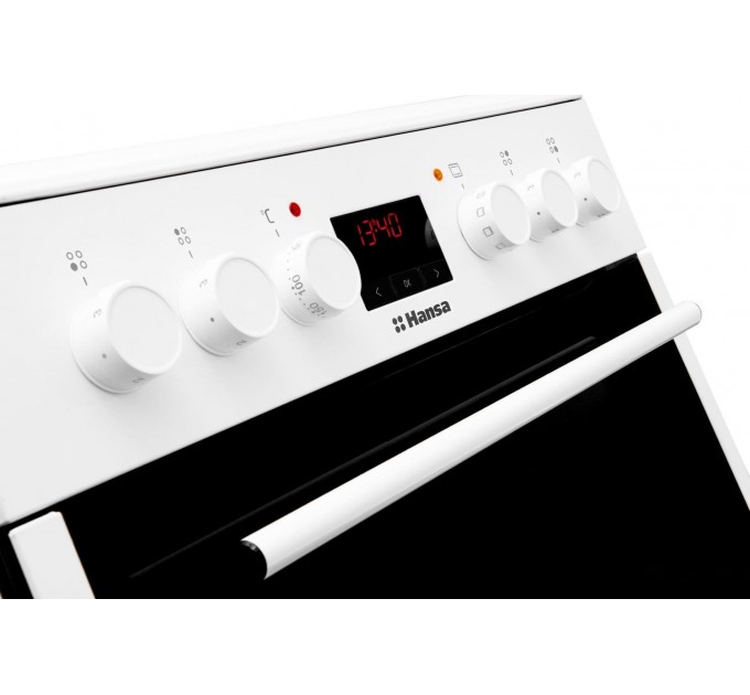 Плита Hansa электрическая стеклокерамическая, 65л, 60x60см, дисплей, конвекция, белый