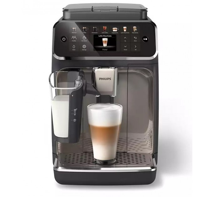 Кофемашина Philips Series 4400 LatteGo, 1.8л, зерно+мол., автомат.капуч, дисплей, авторецептов -12, черный