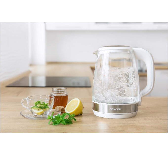 Електрочайник Sencor 2л, Strix, скло, білий