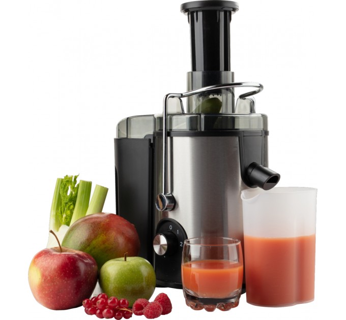 Соковитискач Gorenje відцентрований 400Вт, чаша-0.6л, жмих-1.6л, жолоб на ціле яблуко, пластик/метал, чорний