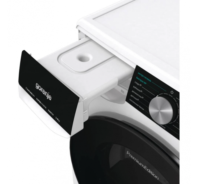 Сушильна машина Gorenje тепловий насос, 9кг, A++, 60см, дисплей, 15 програм, підсвітка барабану, білий