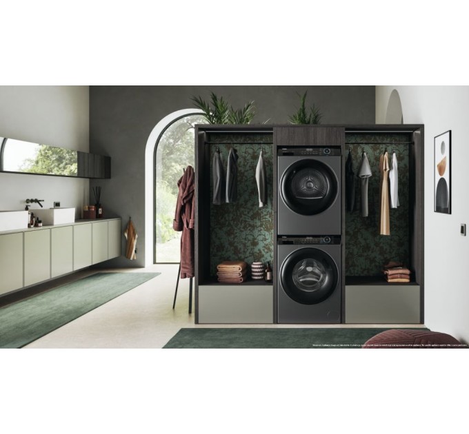 Сушильная машина Haier тепловой насос, 9кг, A+++, 59,5см, дисплей, пар, серебристый