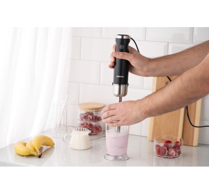 Блендер ARDESTO заглибний 600Вт, чаша-600мл, вінчик для взбивання, чорно-сріблястий