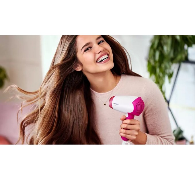 Фен Philips DryCare Essential дорожный, 1400Вт, режимов-2, хол. обдув, розовий