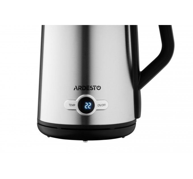 Электрочайник ARDESTO Steel Collection 1.7л, Strix, LED дисплей, двойные стенки, серебристый
