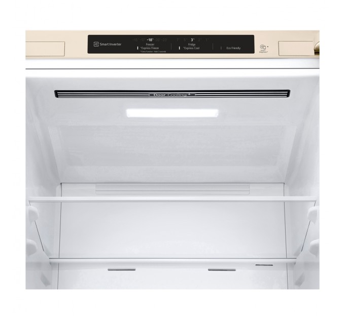 Холодильник LG з нижн. мороз., 186x60х68, холод.відд.-234л, мороз.відд.-107л, 2дв., E, NF, інв., диспл внутр., зона св-ті, бежевий