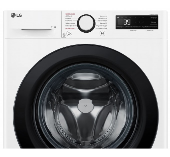 Стиральная машина LG фронтальная, 11кг, 1400, A, 57см, дисплей, пар, инвертор, белый