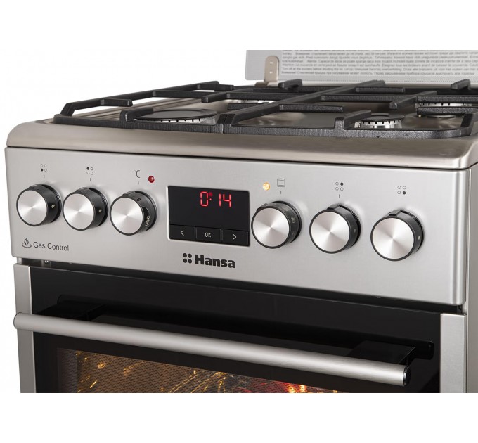 Плита Hansa комбінована, 62л, 50x60см, дисплей, конвекція, чавун, нерж