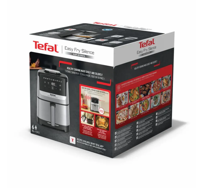 Мультипечь Tefal Easy Fry Silence, 1670Вт, чаша-5л, сенсорное управл., пластик, нерж. сталь, черный
