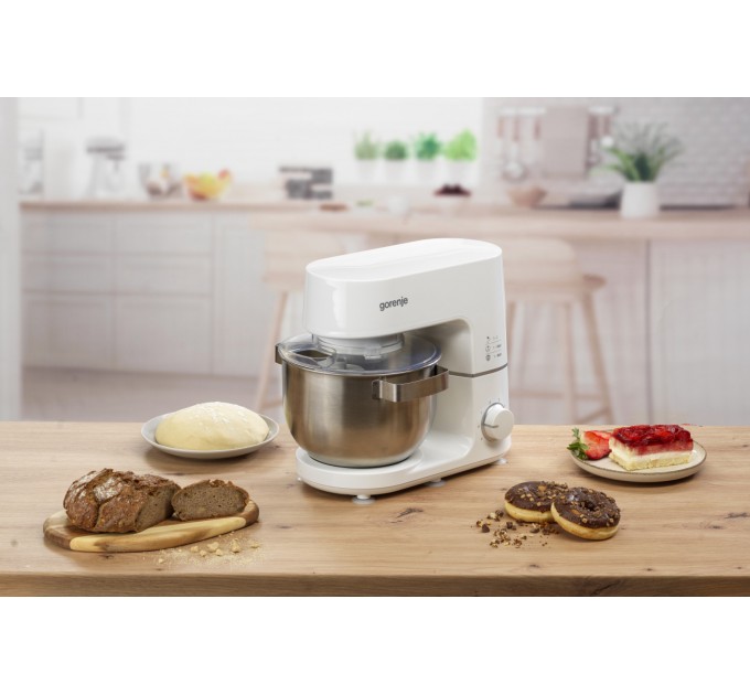 Кухонная машина Gorenje 800Вт, чаша-металл, корпус-металл, насадок-3, белый