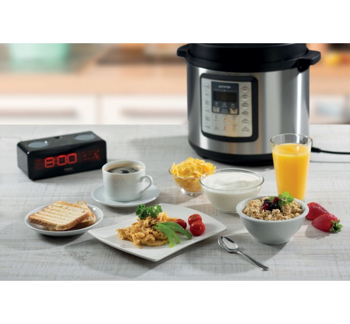 Мультиварка-скороварка Gorenje, 1000Вт, чаша-6л, электронное управл., 15 програм, металл/пластик, черный