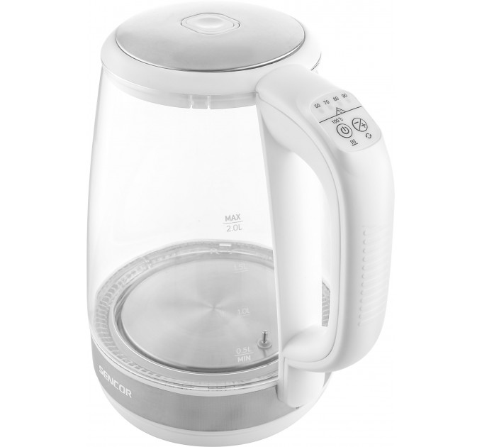 Електрочайник Sencor 2л, Strix, скло, білий
