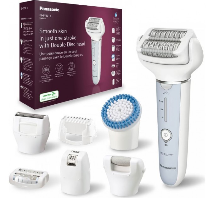 Эпилятор Panasonic пинцетный, аккумуляторный, пинцет.-60, влаж.+сух., чехол, насадок-7, голубой-белый