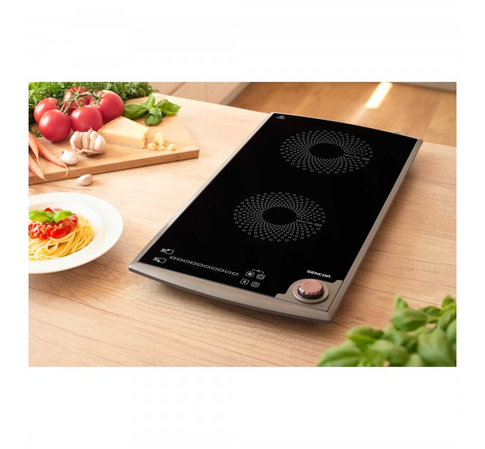 Плитка настільна Sencor індукційна, комф. - 2, 1.3+1.8кВт, управл - сенсор-мех., чорний
