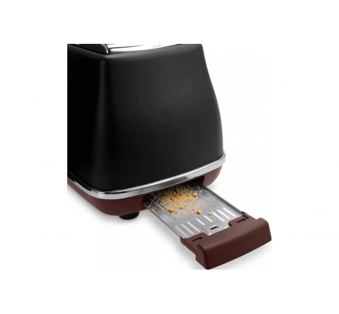 Тостер DeLonghi Icona Vintage 900Вт, металл, односторонний подогрев, черный