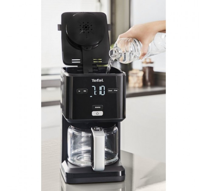 Кофеварка Tefal капельная Smart&light 1.25л, молотый, LED-дисплей, черный