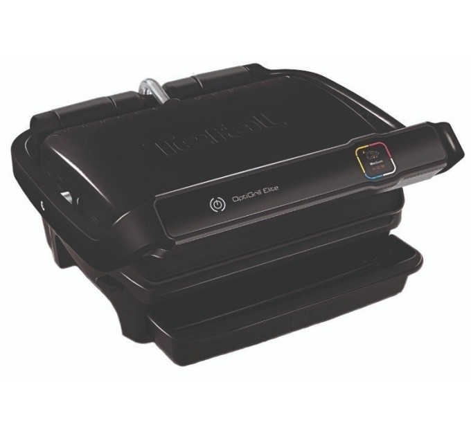 Гриль Tefal прижимной OptiGrill Elite 2000Вт, темп. режимов-15, съёмные пластины, металл, черный
