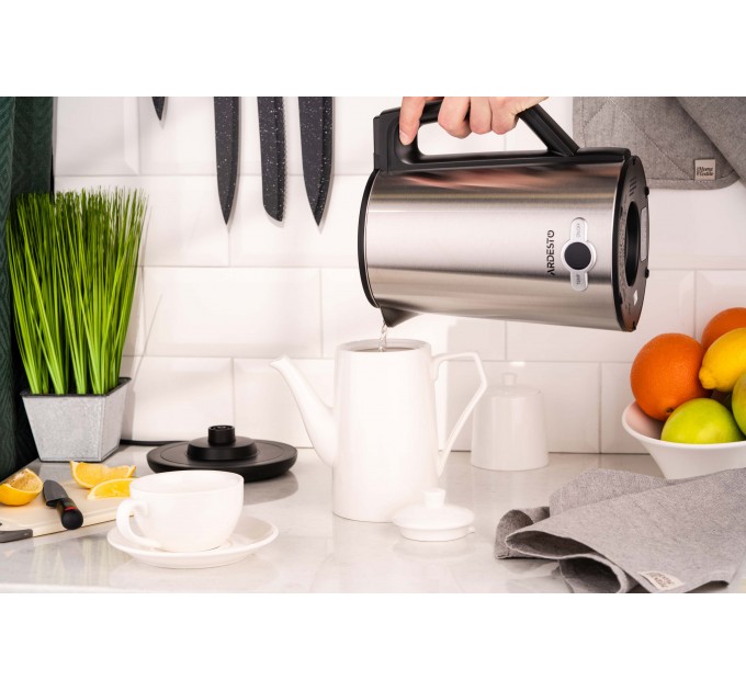 Электрочайник ARDESTO Steel Collection 1.7л, Strix, LED дисплей, двойные стенки, серебристый