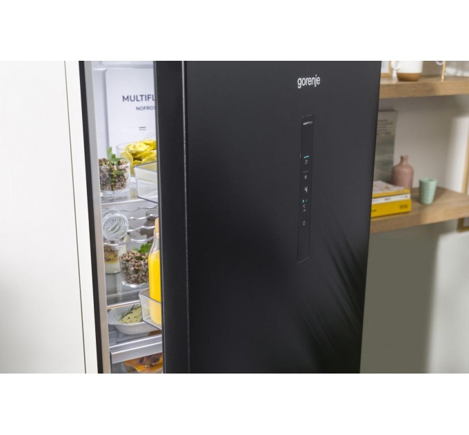 Холодильник Gorenje NRK619EABXL4 з нижн. мороз. камерою, 185х60х60см, 2 дв., Х- 204л, М- 96л, A+, NoFrost Plus, Fresh zone, чорний