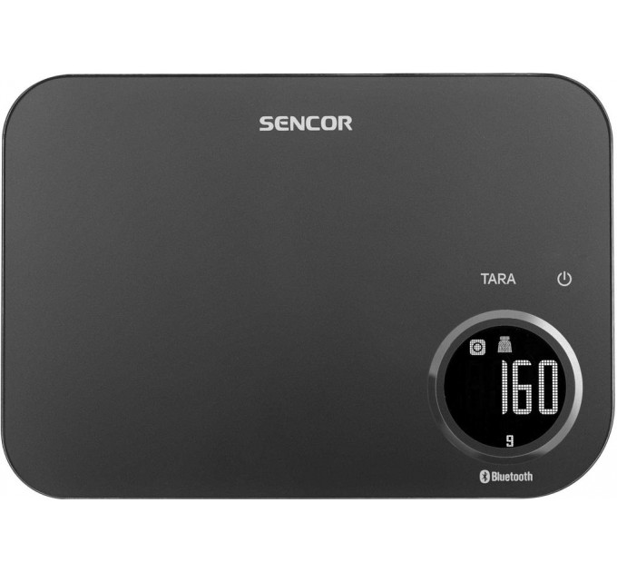 Ваги Sencor кухонні, 8кг, підключення до смартфону, AAAx2, пластик, чорний