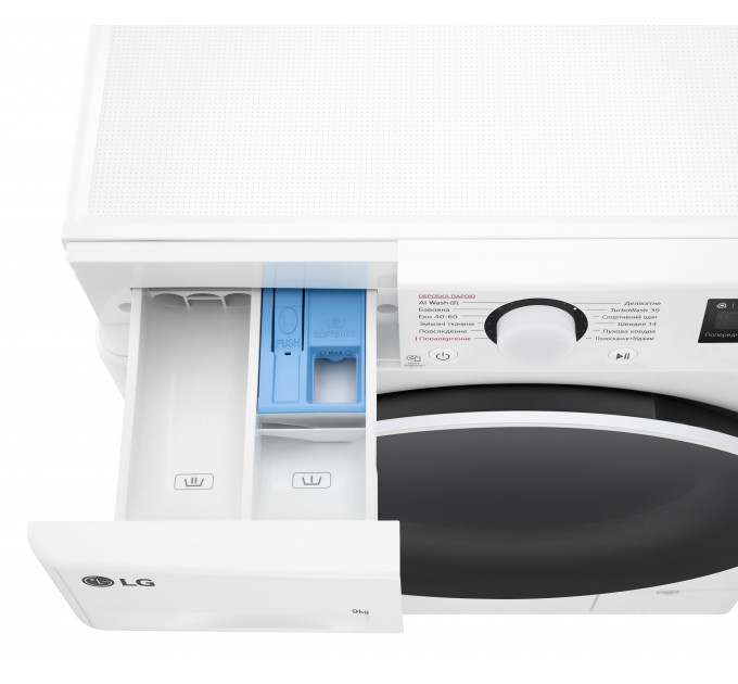 Стиральная машина LG фронтальная, 9кг, 1200, A, 48см, дисплей, пар, инвертор, белый