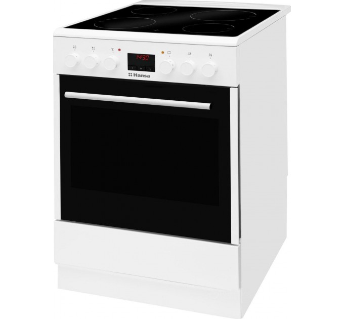 Плита Hansa электрическая стеклокерамическая, 65л, 60x60см, дисплей, конвекция, белый