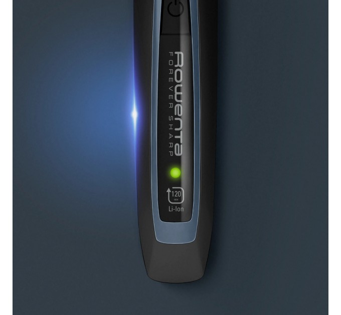 Тример Rowenta Forever Sharp Sport Collection, для бороди і вусів, мережа+акум., роторний мотор, насадок-3, сталь, чорно-синій