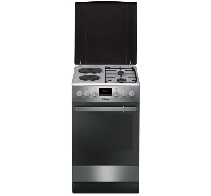 Плита Hansa с комби. вар. пов., 50х60см, 62л, эмаль, газ контр., дисплей, нержавеющая сталь