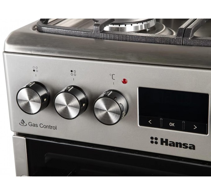 Плита Hansa комбінована, 62л, 50x60см, дисплей, конвекція, чавун, нерж