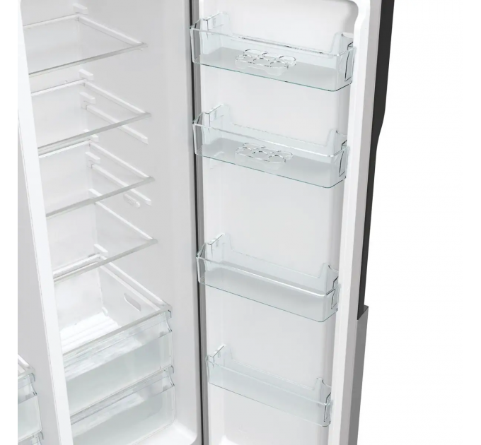 Холодильник SBS Gorenje, 179х70х92см, 2 дв., 376(190)л, А++, NF+, Инв. , Зона св-ти, диспенсер, генератор льда, Внешн.диспл, нерж