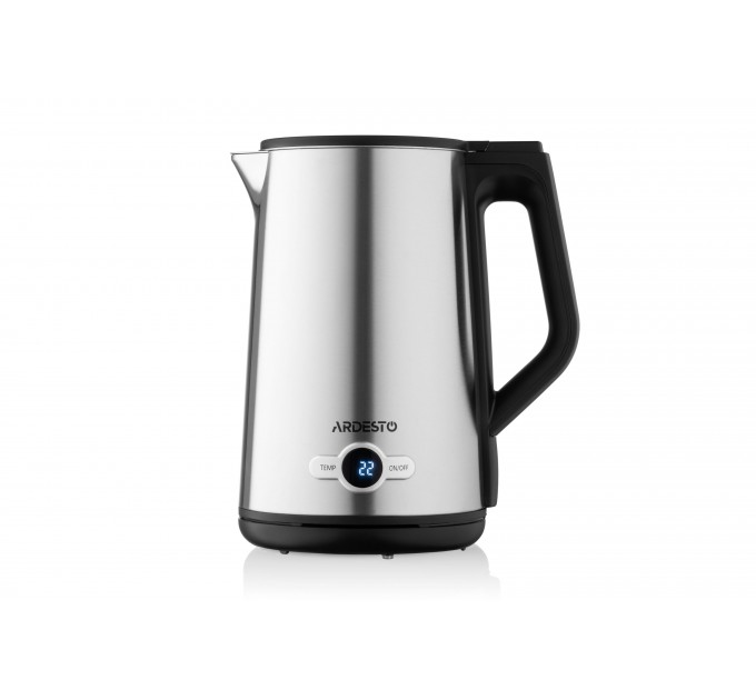 Электрочайник ARDESTO Steel Collection 1.7л, Strix, LED дисплей, двойные стенки, серебристый