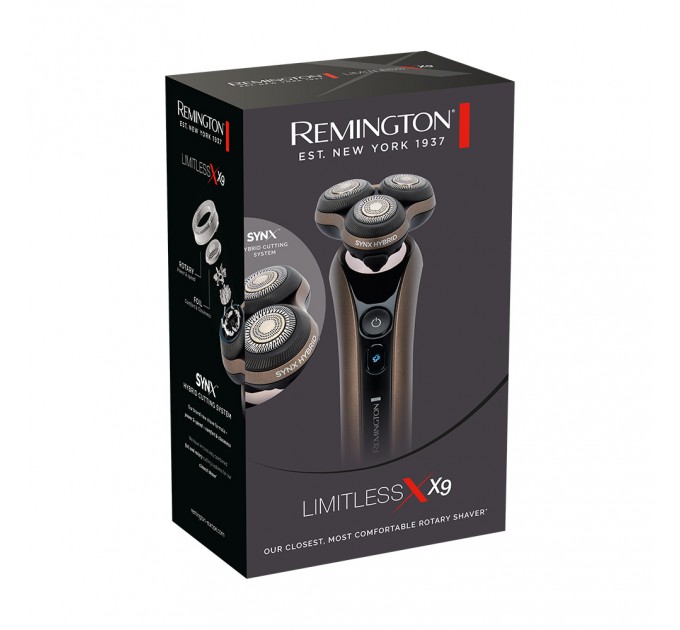 Бритва електр. Remington X9 Limitless X роторная, бритв.головок-3, от сети, сух.+влажн., триммер, водонепрон., быстрая зарядка, черно-коричневый