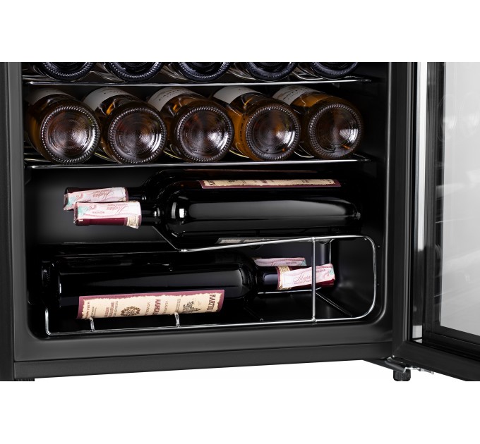 Холодильник ARDESTO для вина, 64.2x48х44, мороз.отд.-66л, зон - 1, бут-24, ST, диспл внутр., черный