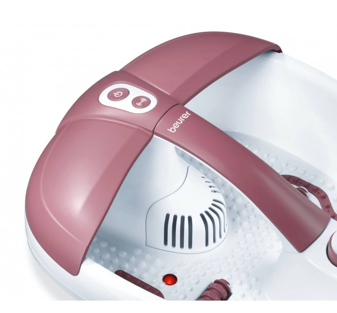 Массажная ванночка Beurer для ног, от сети , 3 насадки, поддерж. температуры воды, ароматерапия, бело-розовый