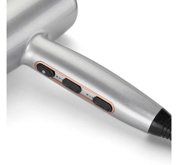 Фен Babyliss Cosmos, 2100Вт, режимов-2, ионизиция, хол. обдув, 2 насадки, серый